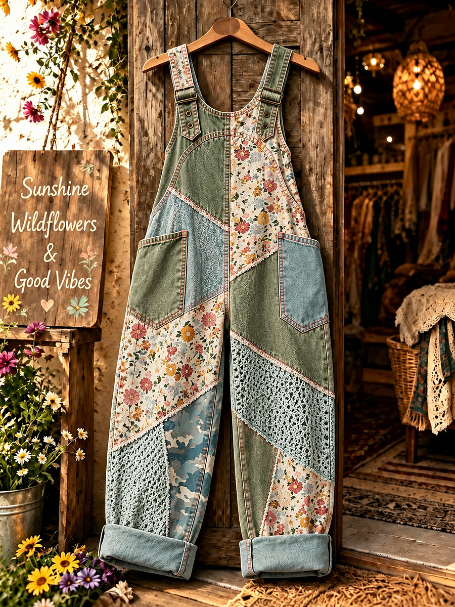 Women's Flowers Art Printed Overalls