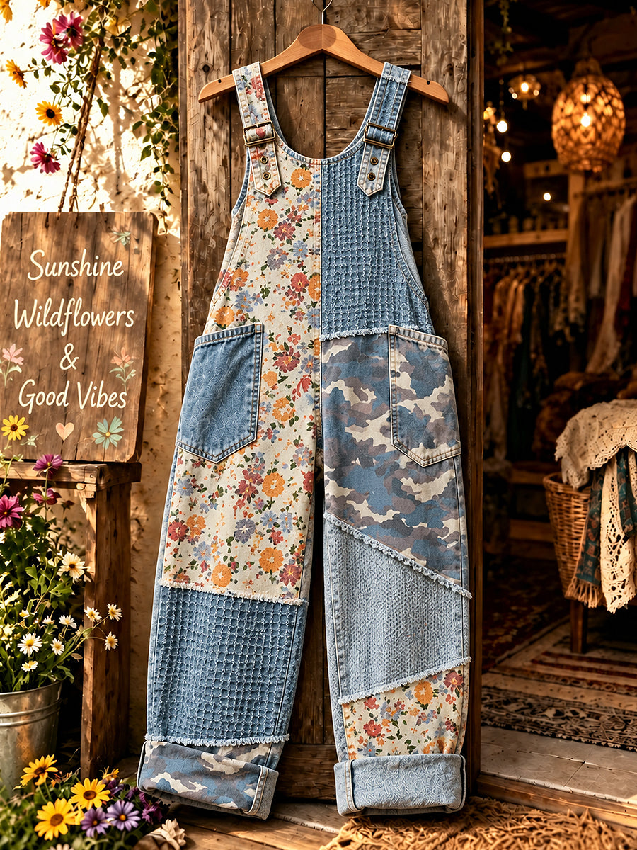 Women's Flowers Art Printed Overalls