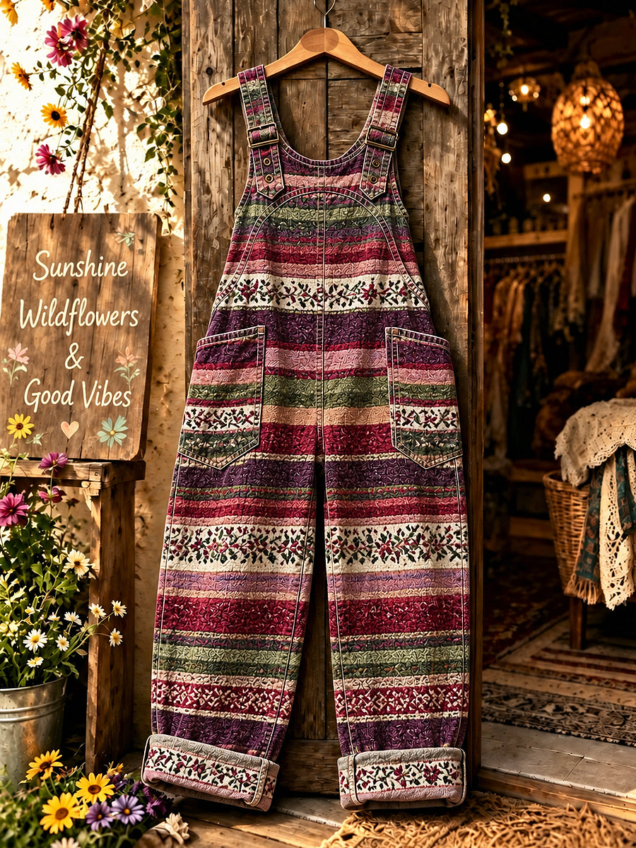 Women's Flowers Art Printed Overalls