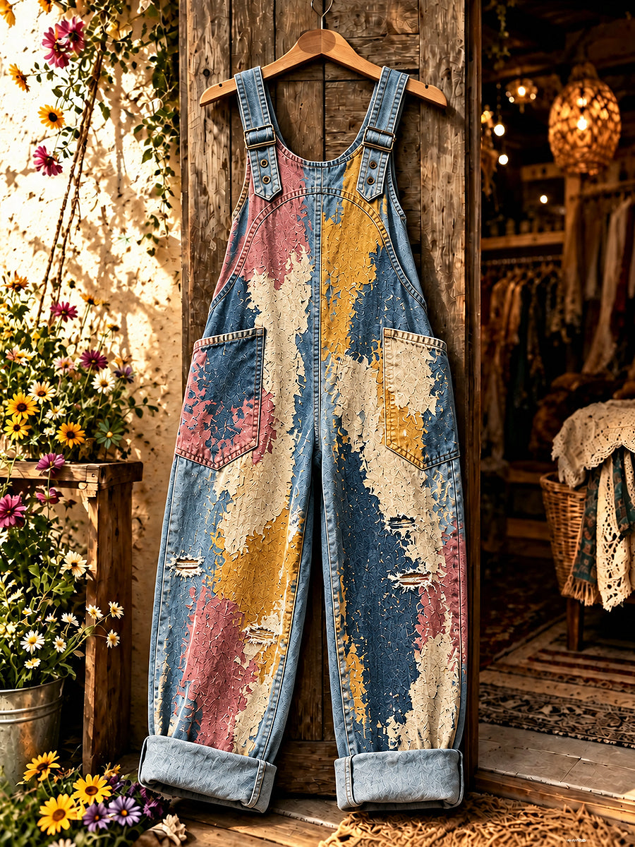 Women's Flowers Art Printed Overalls