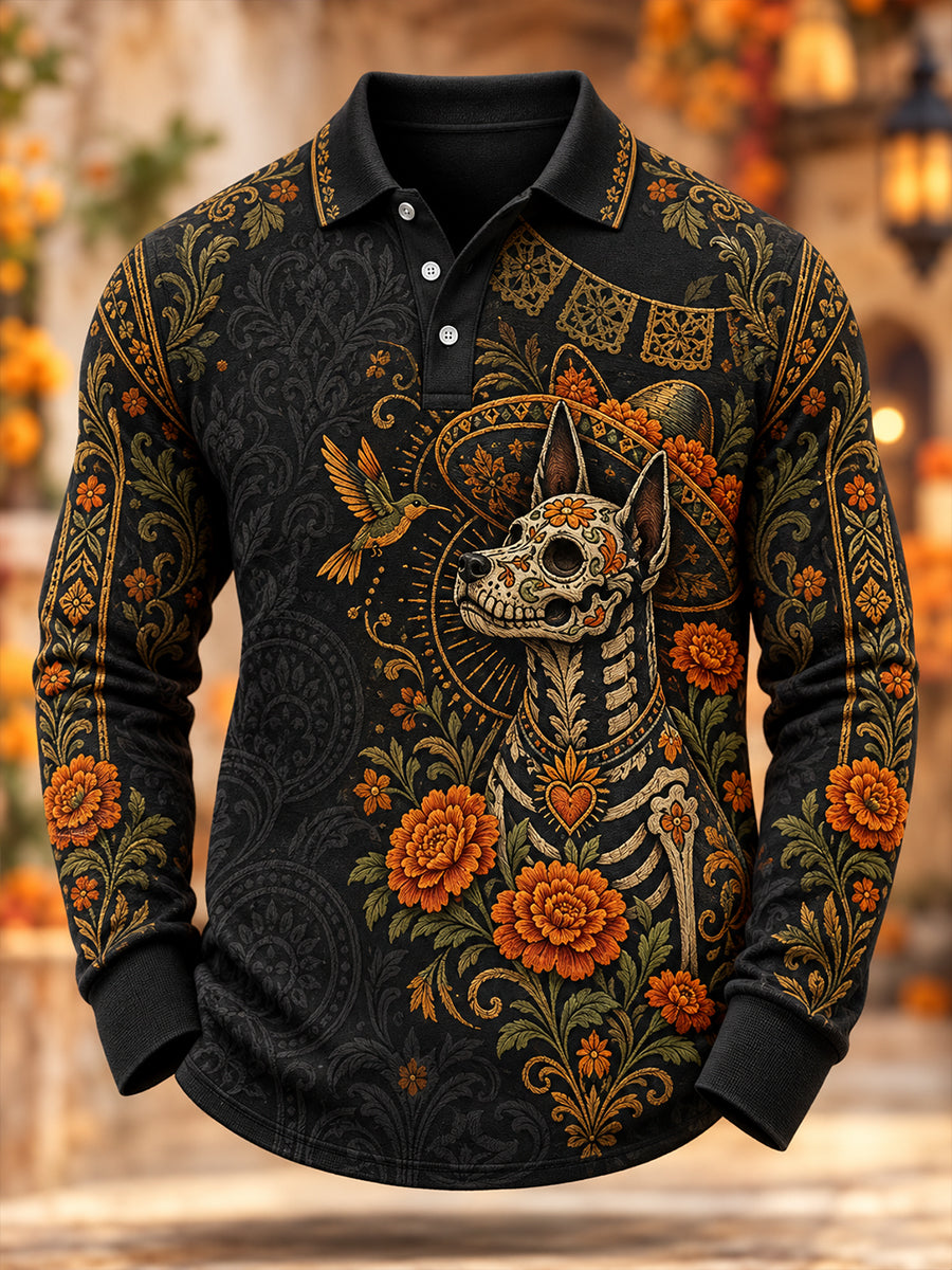 Men's Mexico's Day Of The Dead Long Sleeve Shirt