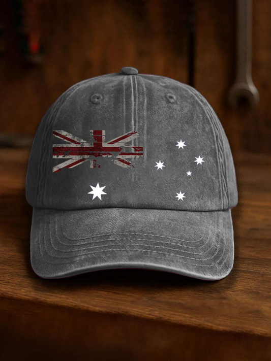 Vintage Australian Flag Badge Casual Print Hats