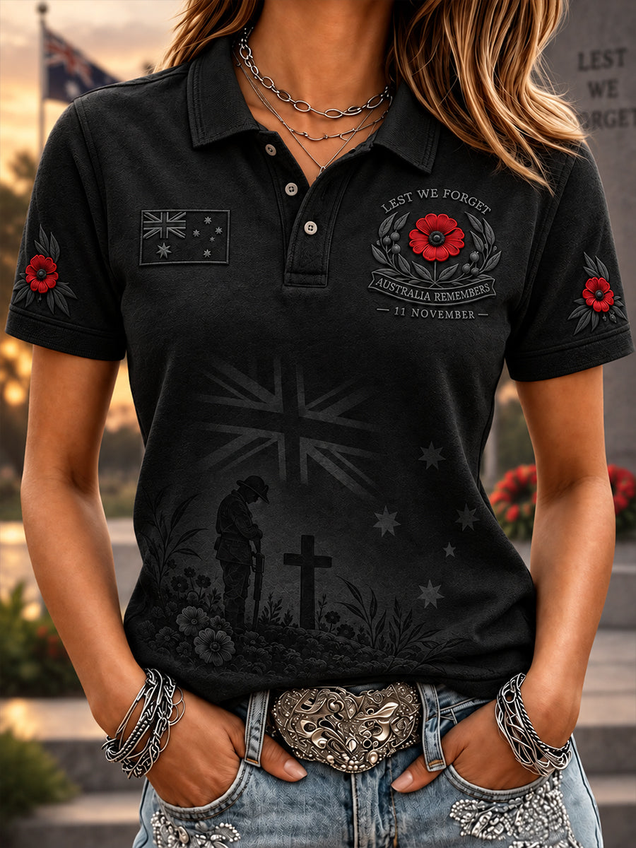 Women's Australian Veterans Commemorate Remembrance Day Polo T-Shirt