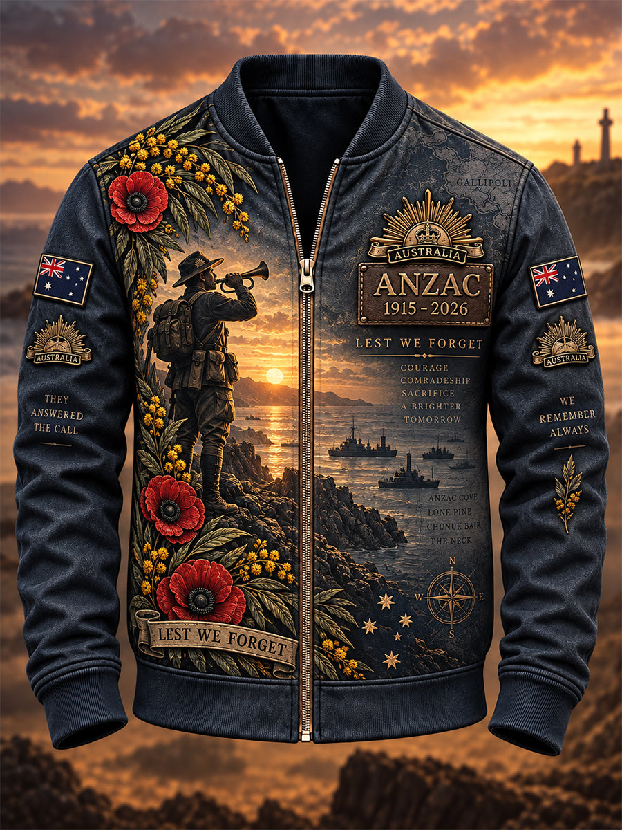 Men's Remembrance Day In Australia Zipper Jacket