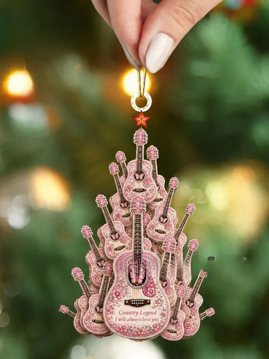 Pink Guitar Country Music Hanging Ornament