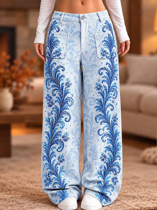 Women's Flower Art Print Trousers