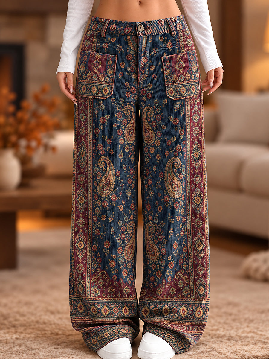 Women's Flower Art Print Trousers
