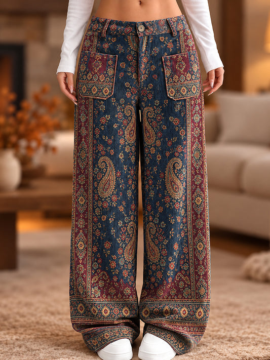 Women's Flower Art Print Trousers