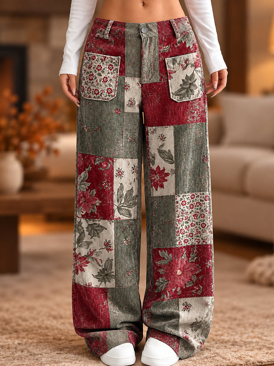 Women's Flower Art Print Trousers