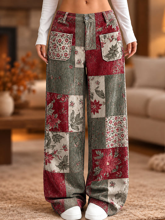 Women's Flower Art Print Trousers