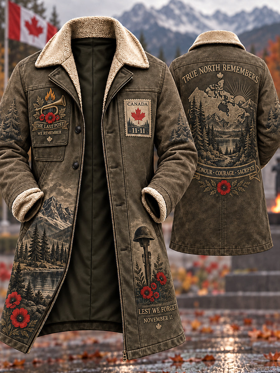 Men's Remembrance Day Art Printed Collar Coat