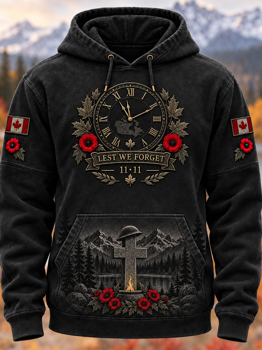 Men's Remembrance Day Printed Long Sleeved Hooded Sweatshirt