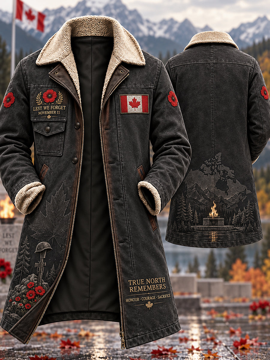 Men's Remembrance Day Art Printed Collar Coat