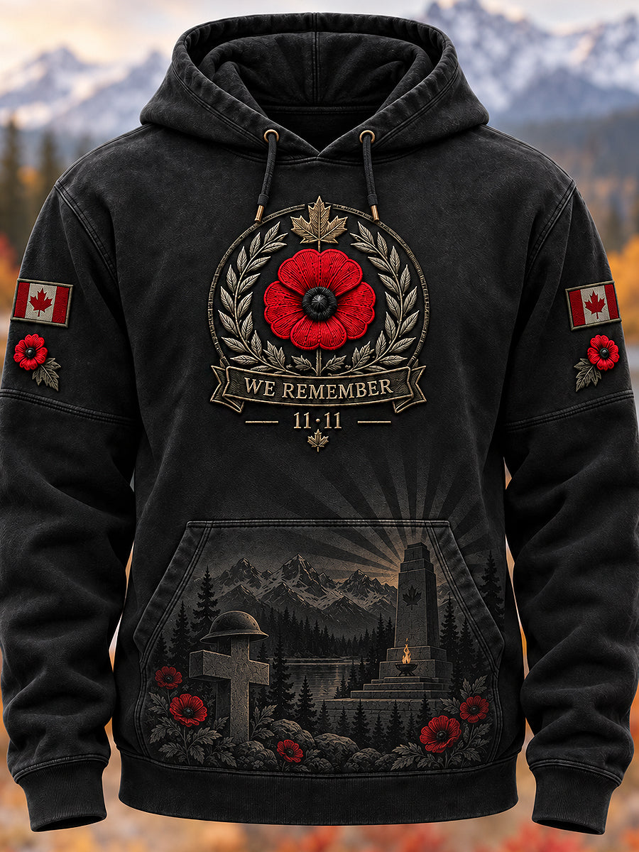 Men's Remembrance Day Printed Long Sleeved Hooded Sweatshirt