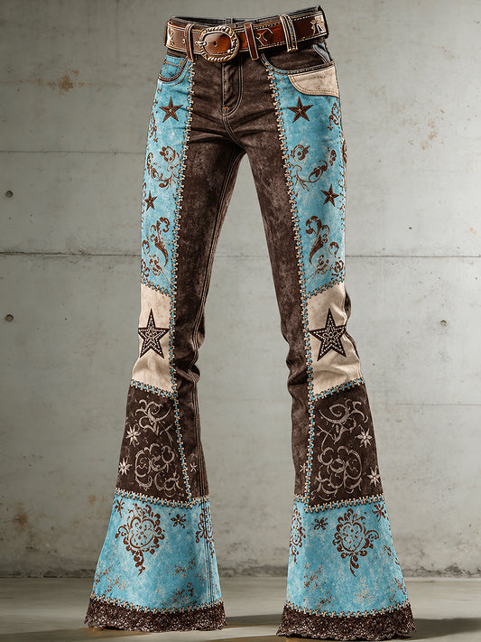 Women's Flowers Art Print Flared Trousers