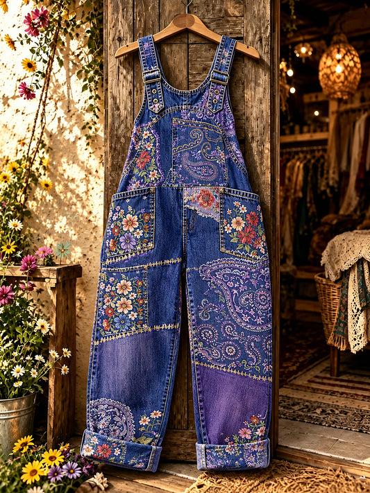 Women's Flowers Art Printed Overalls