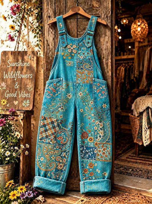 Women's Flowers Art Printed Overalls