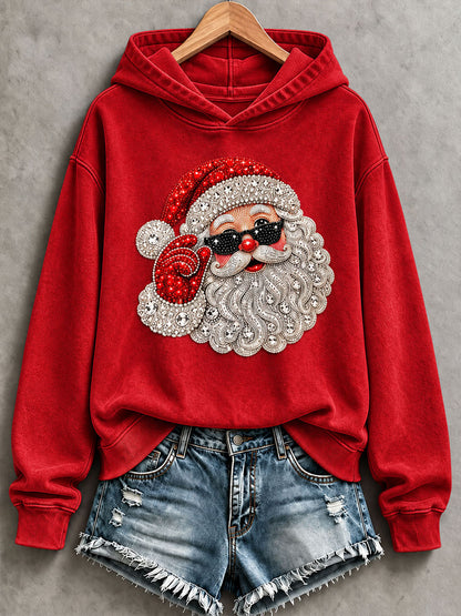 Women's Cool Santa Claus Print Regular Sweatshirt