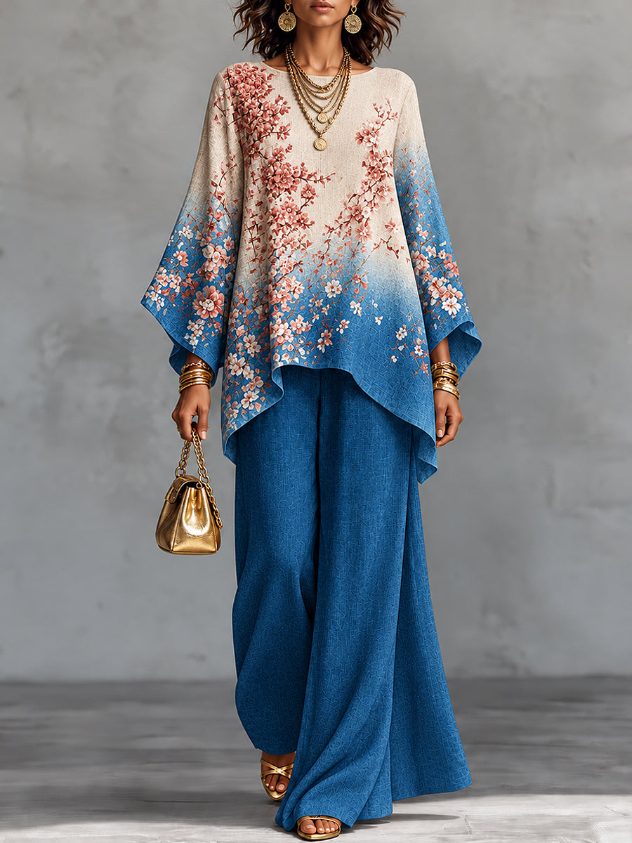 Women's Flowers Art Printed Long Sleeve Set