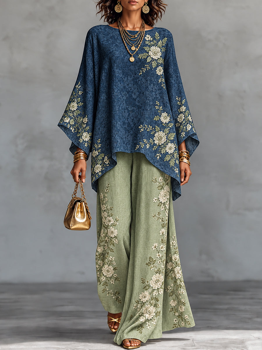 Women's Flowers Art Printed Long Sleeve Set