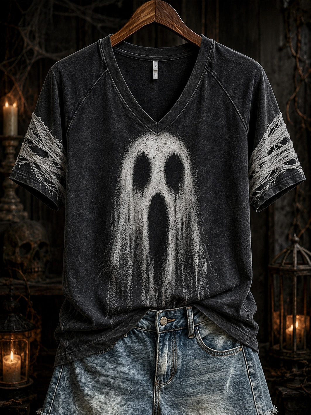 Women's Halloween-themed pattern design casual short-sleeved T-shirt