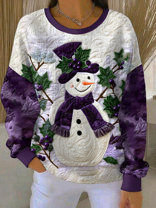 Women's Purple Art Christmas Alzheimer's Awareness Printed Sweatshirt
