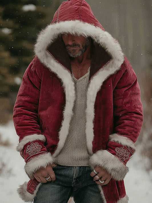 Men's Christmas Inspired Furry Hooded Coat