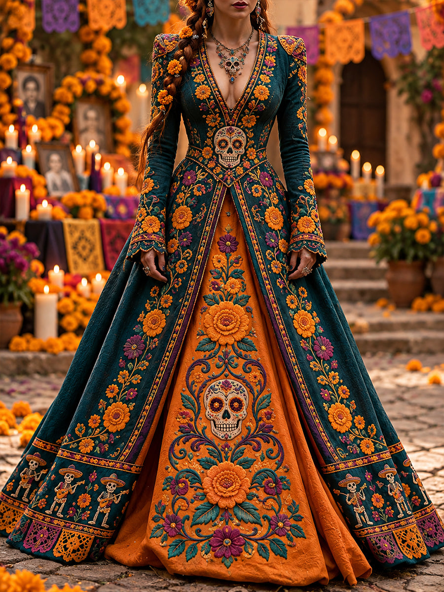 Women's Mexico's Day of the Dead  Print Dress