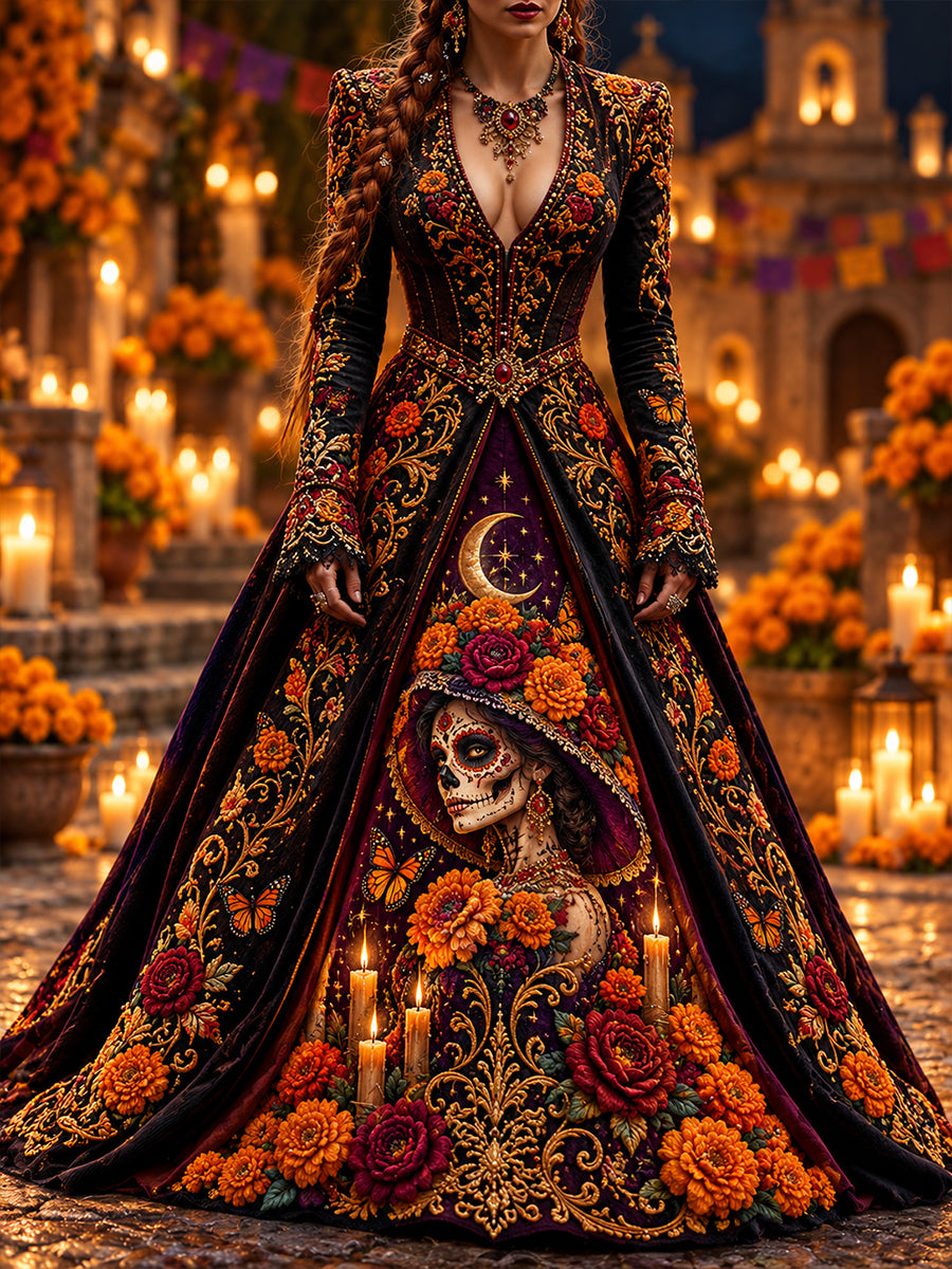 Women's Mexico's Day of the Dead  Print Dress