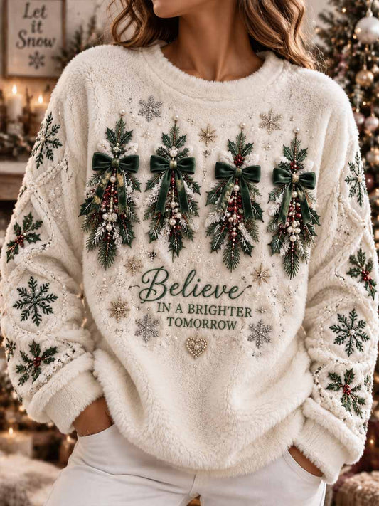 Women's Winter Holly Leaf Print Sweatshirt