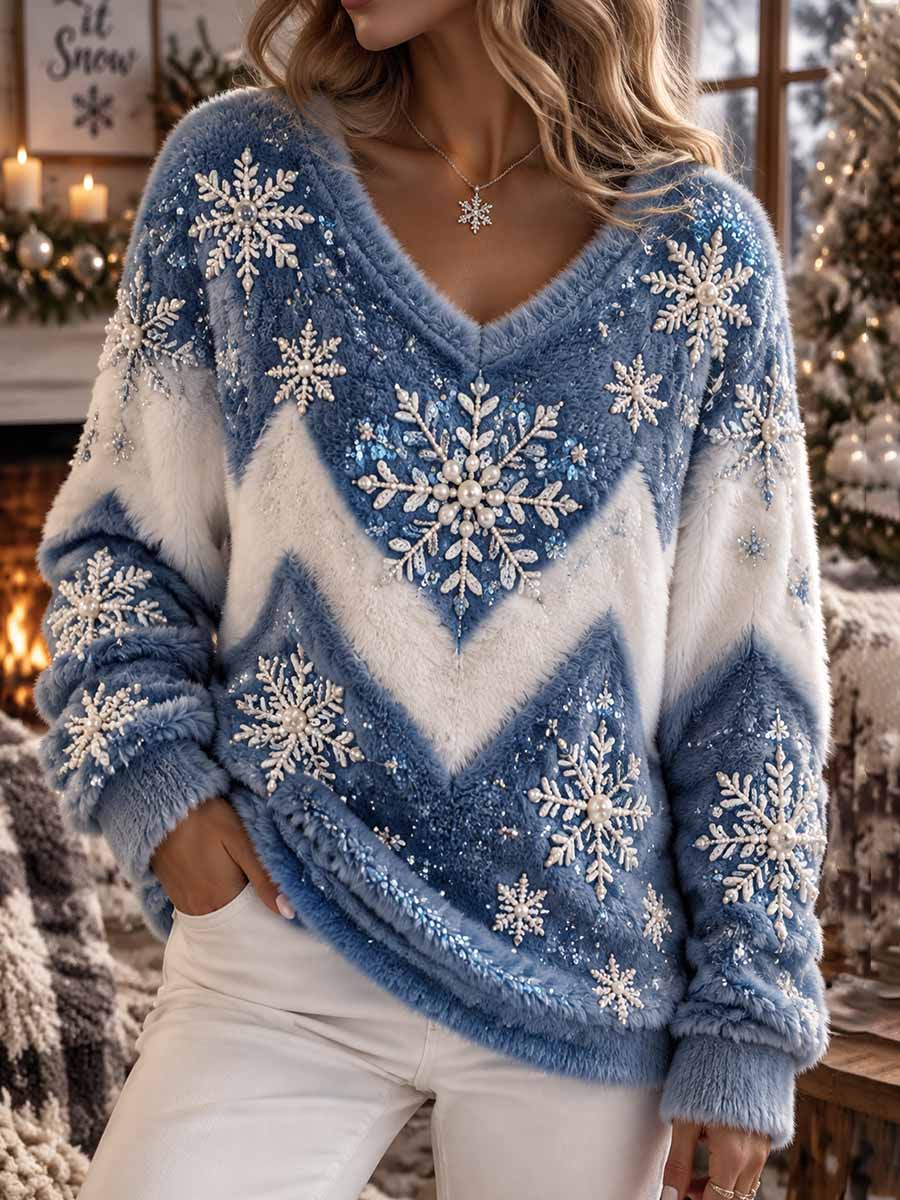 Women's Winter Snowflake Print Sweatshirt