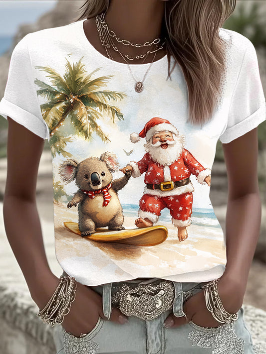 Women's Funny Koala Christmas Printed T-shirt