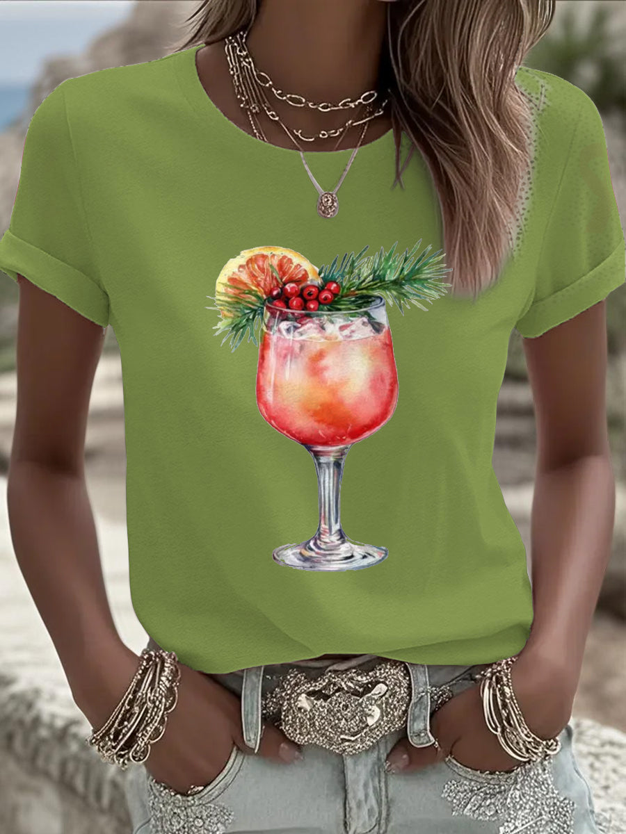 Women's Funny Christmas Printed T-shirt