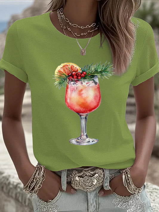 Women's Funny Christmas Printed T-shirt