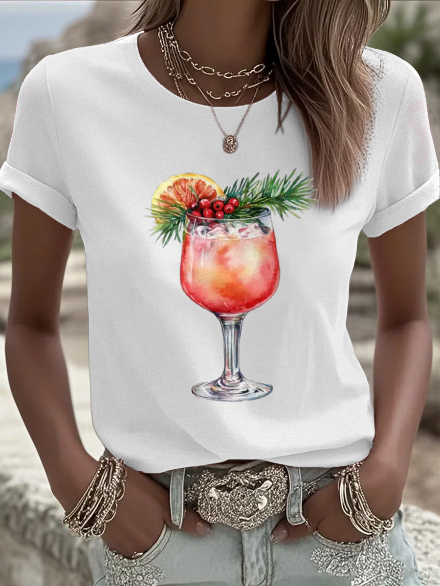Women's Funny Christmas Printed T-shirt