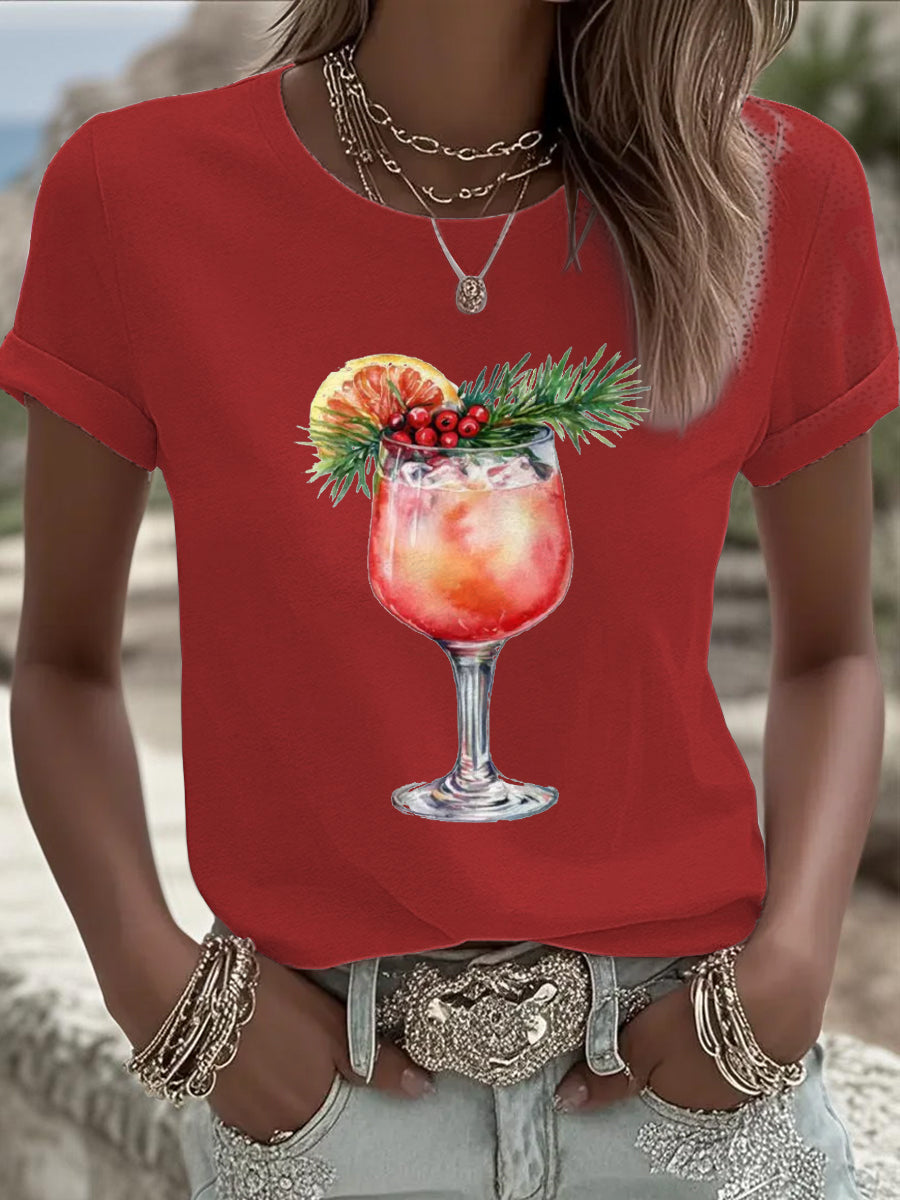 Women's Funny Christmas Printed T-shirt