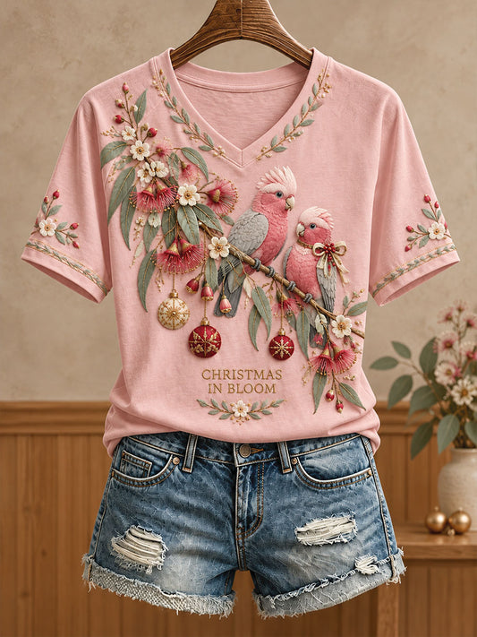 Women's AU Funny Christmas Art Printed T-shirt