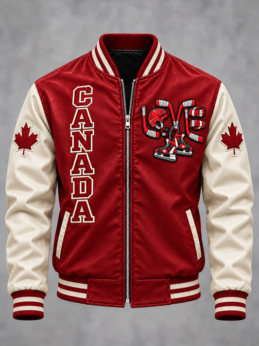 Men's Canadian Ice Hockey Printed Long Sleeved Jacket