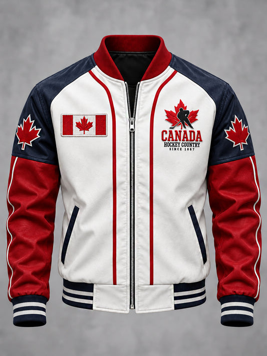 Men's Canadian Ice Hockey Printed Long Sleeved Jacket