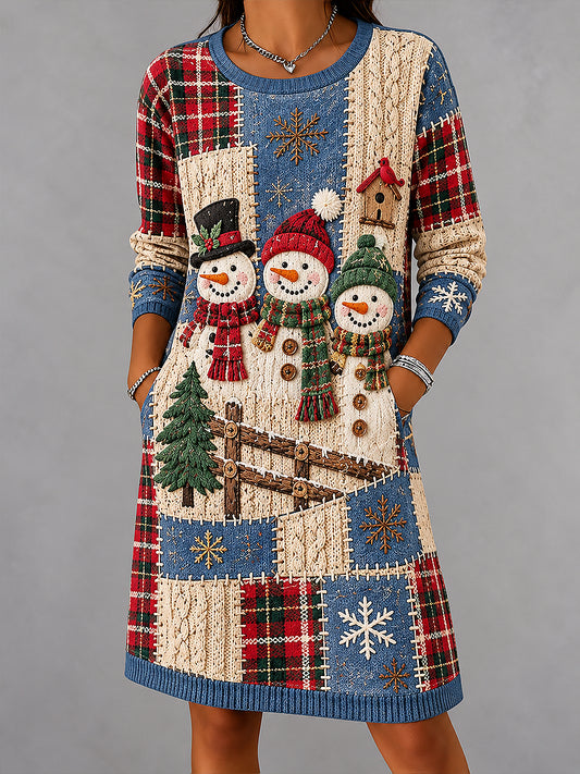 Women's Christmas Abstract Print Casual Dress
