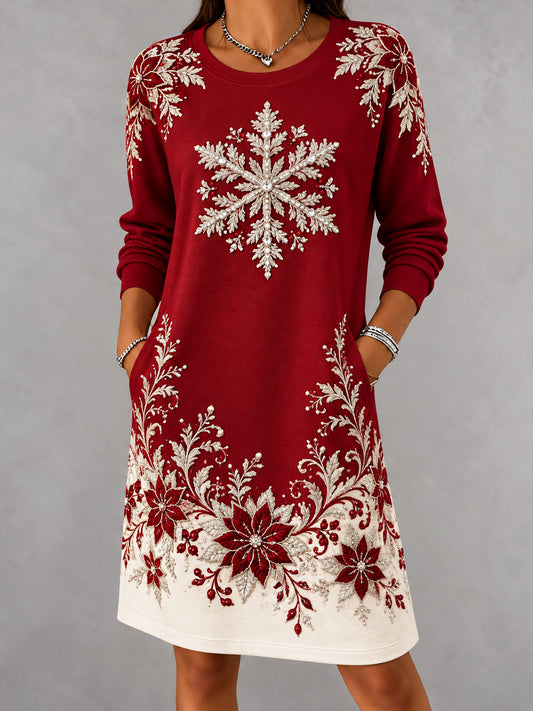 Women's Christmas Abstract Print Casual Dress
