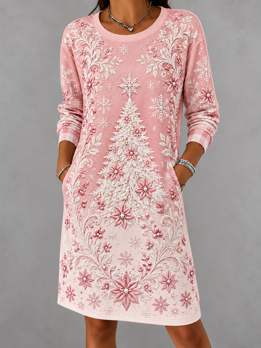 Women's Christmas Abstract Print Casual Dress
