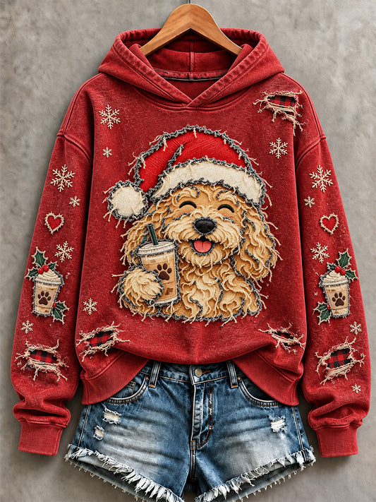 Women's Cute Christmas Dog Print Sweatshirt