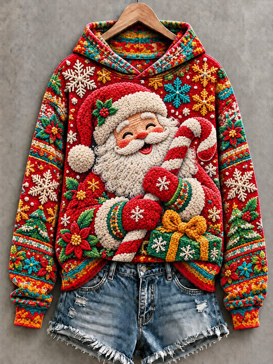 Women's Christmas Santa Printed Hoodie