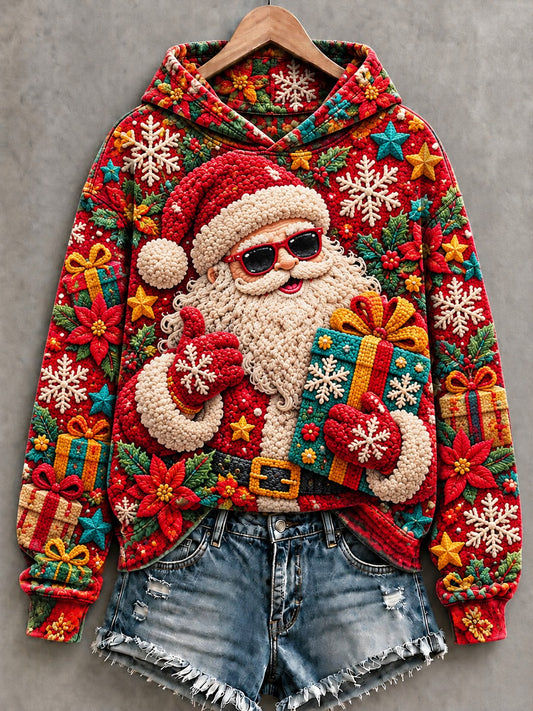 Women's Christmas Santa Printed Hoodie