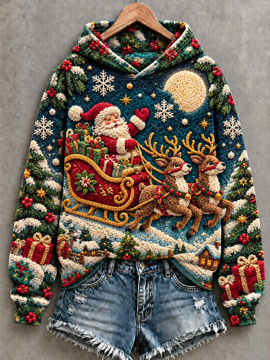 Women's Christmas Santa Printed Hoodie