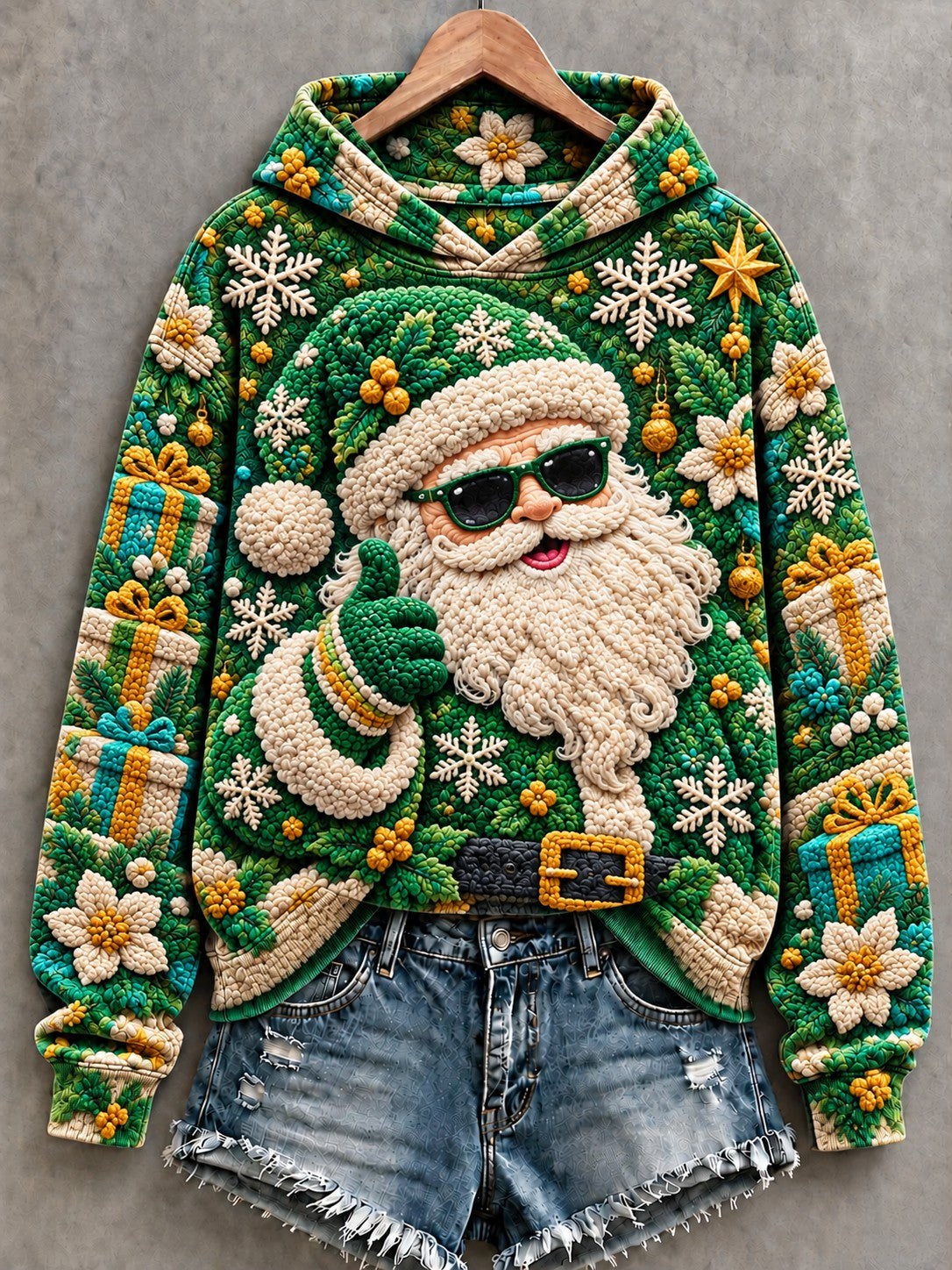 Women's Christmas Santa Printed Hoodie