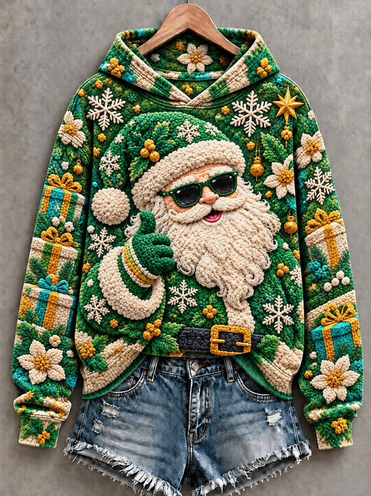 Women's Christmas Santa Printed Hoodie