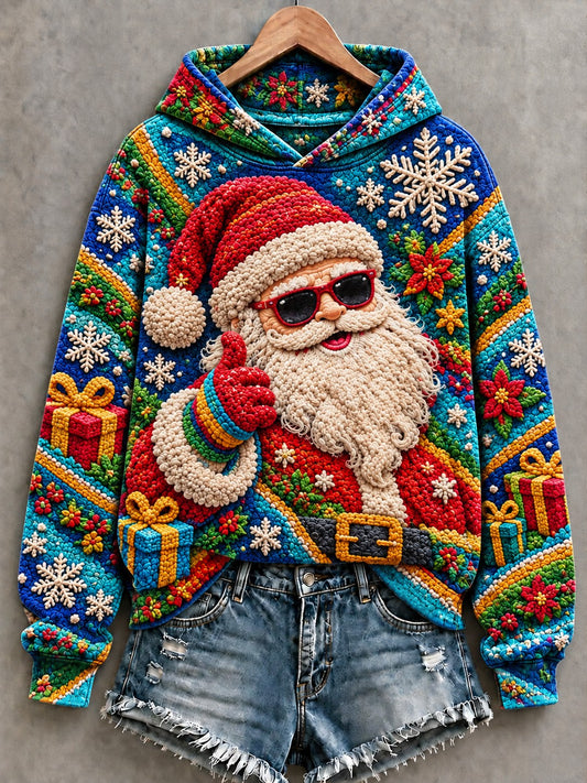 Women's Christmas Santa Printed Hoodie