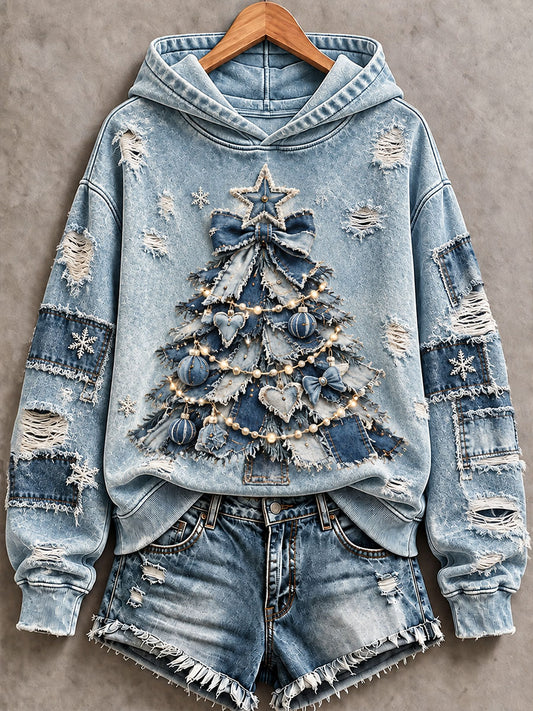 Women's Christmas Tree Print Hoodie
